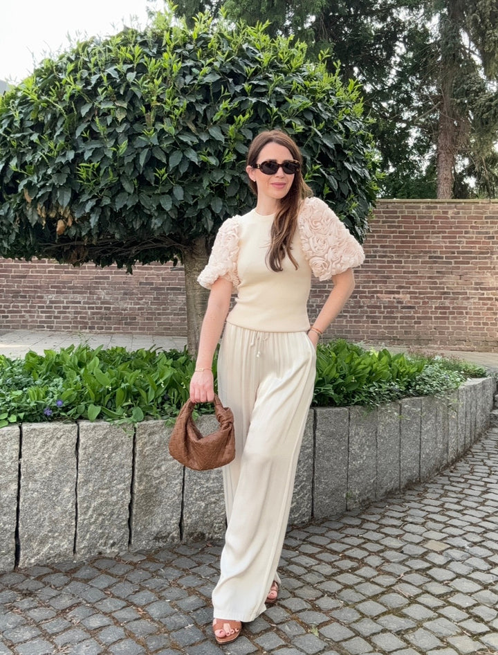 Shirt mit Ballonärmel - Beige