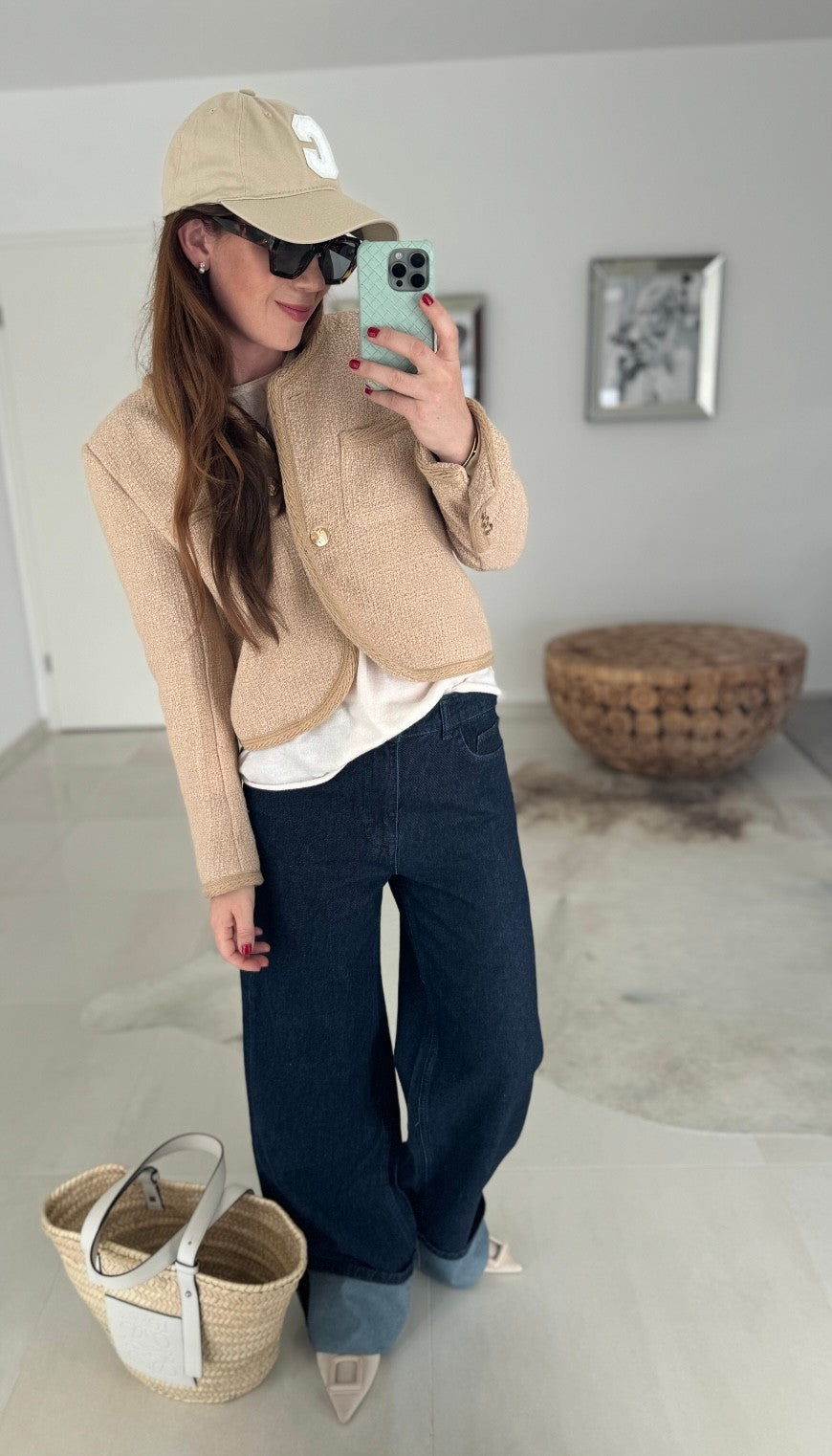 Weite Jeans mit Umschlag - Blau