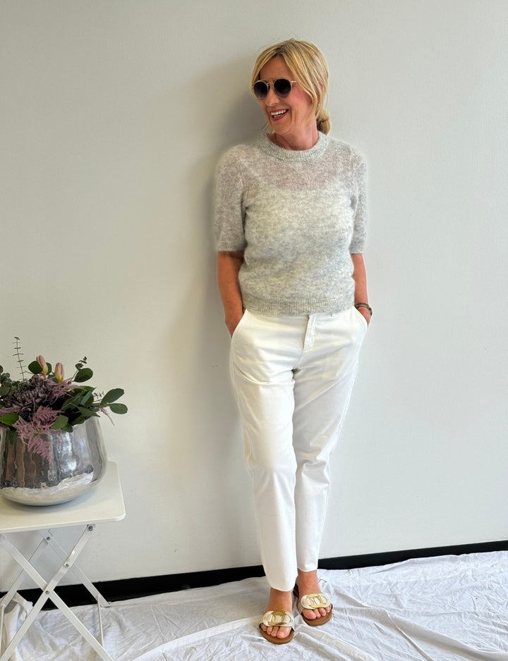 Strickshirt mit kurzem Arm - Grau