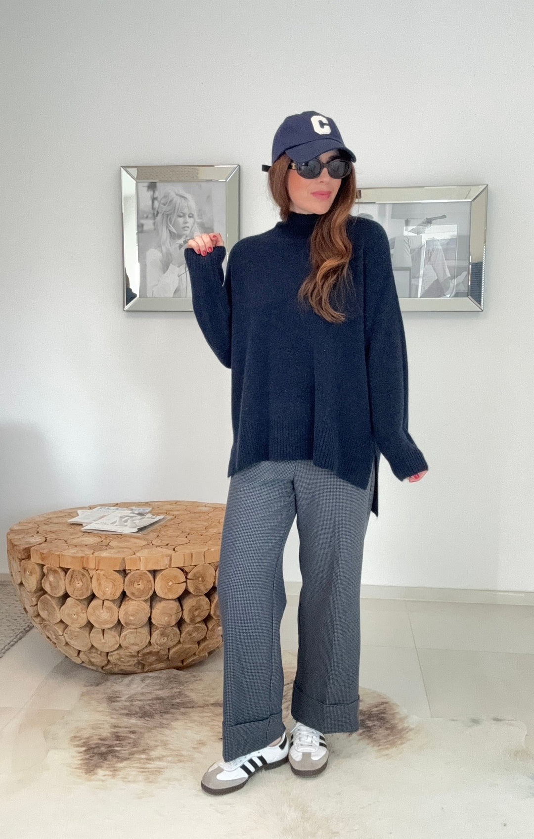 Rollkragenpullover aus Alpaka- Navy