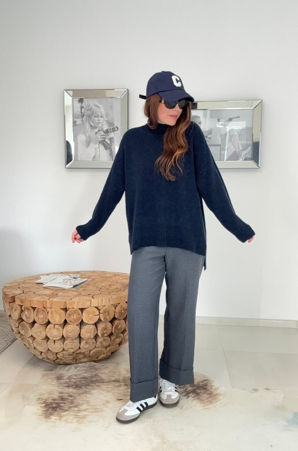 Rollkragenpullover aus Alpaka- Navy