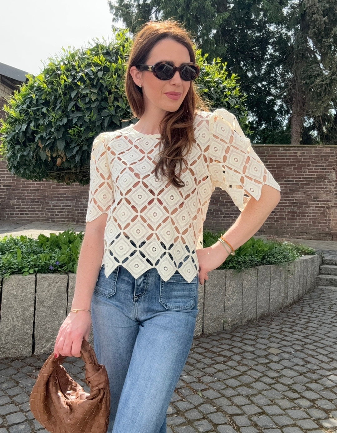 Shirt aus Spitze - Ecru
