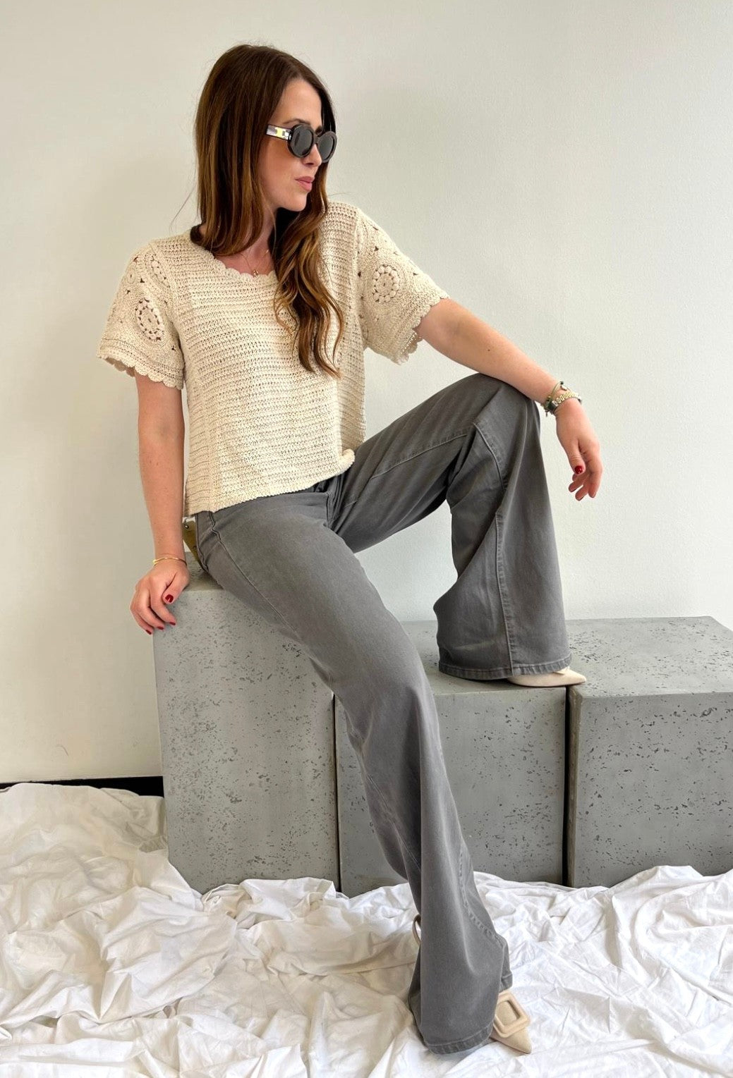 Jeans Wide-Leg - Grau