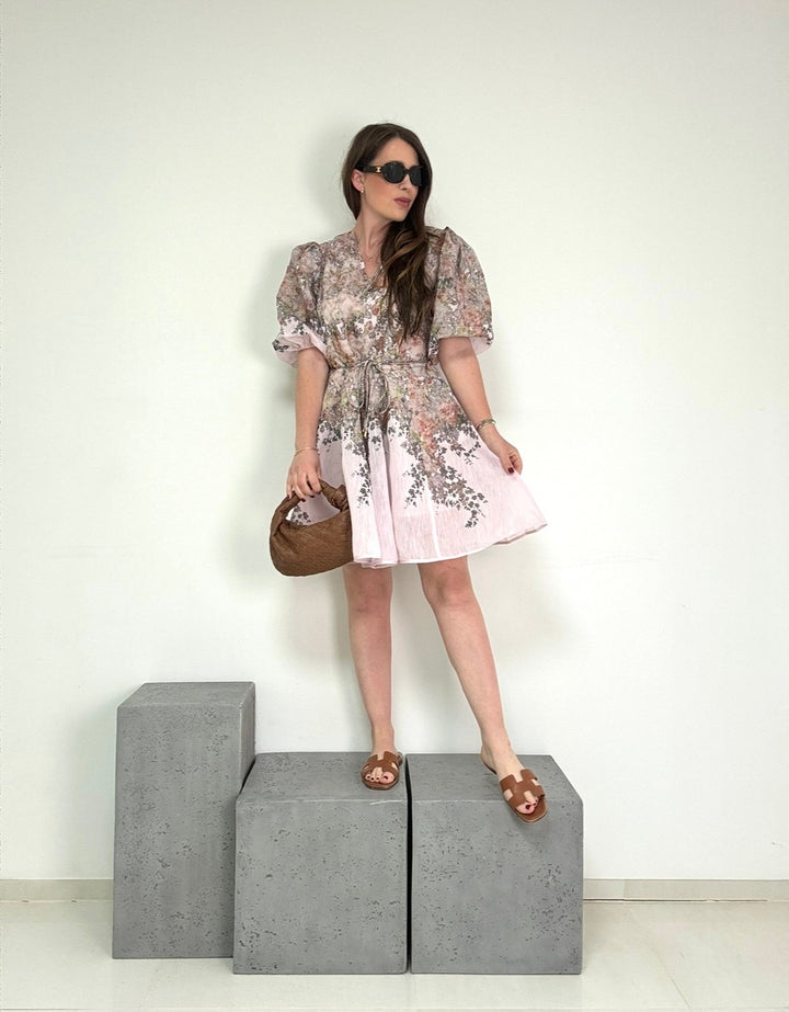 Kleid mit Print und Bindegurt