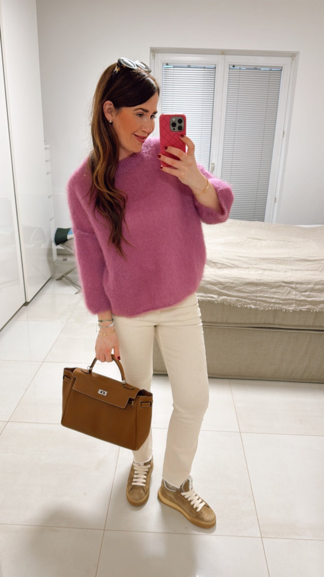 Mohair-Shirt mit 3/4 Arm - Beere