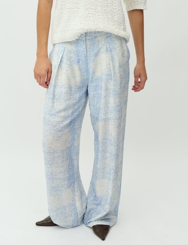 Stoffhose mit Print - Hellblau