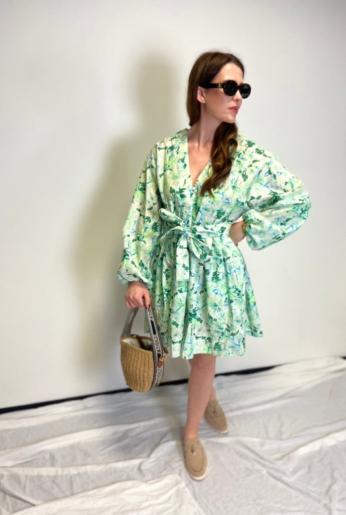 Kurzes Kleid mit Print - Mint