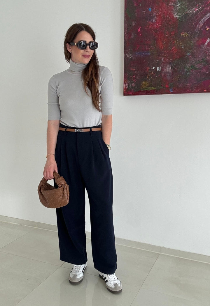 Weite Stoffhose - Navy