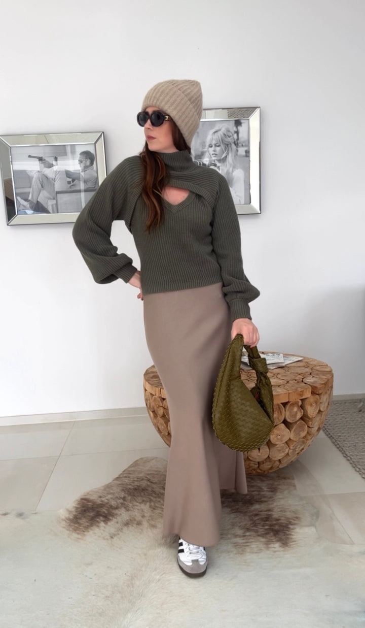Pullover mit Cut Out - Khaki