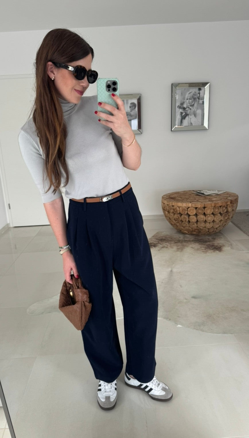 Weite Stoffhose - Navy