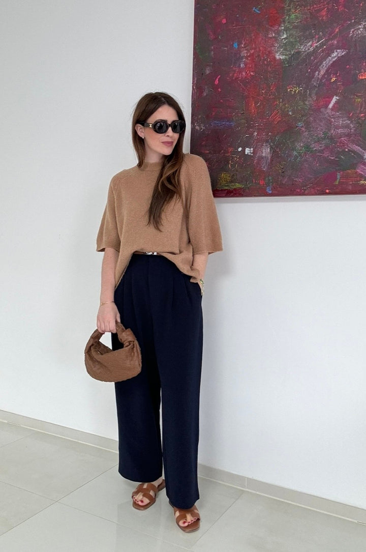 Weite Stoffhose - Navy