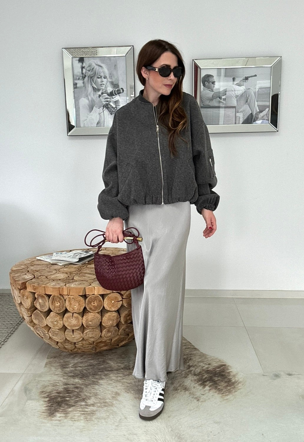 Blousonjacke aus Stoff - Grau