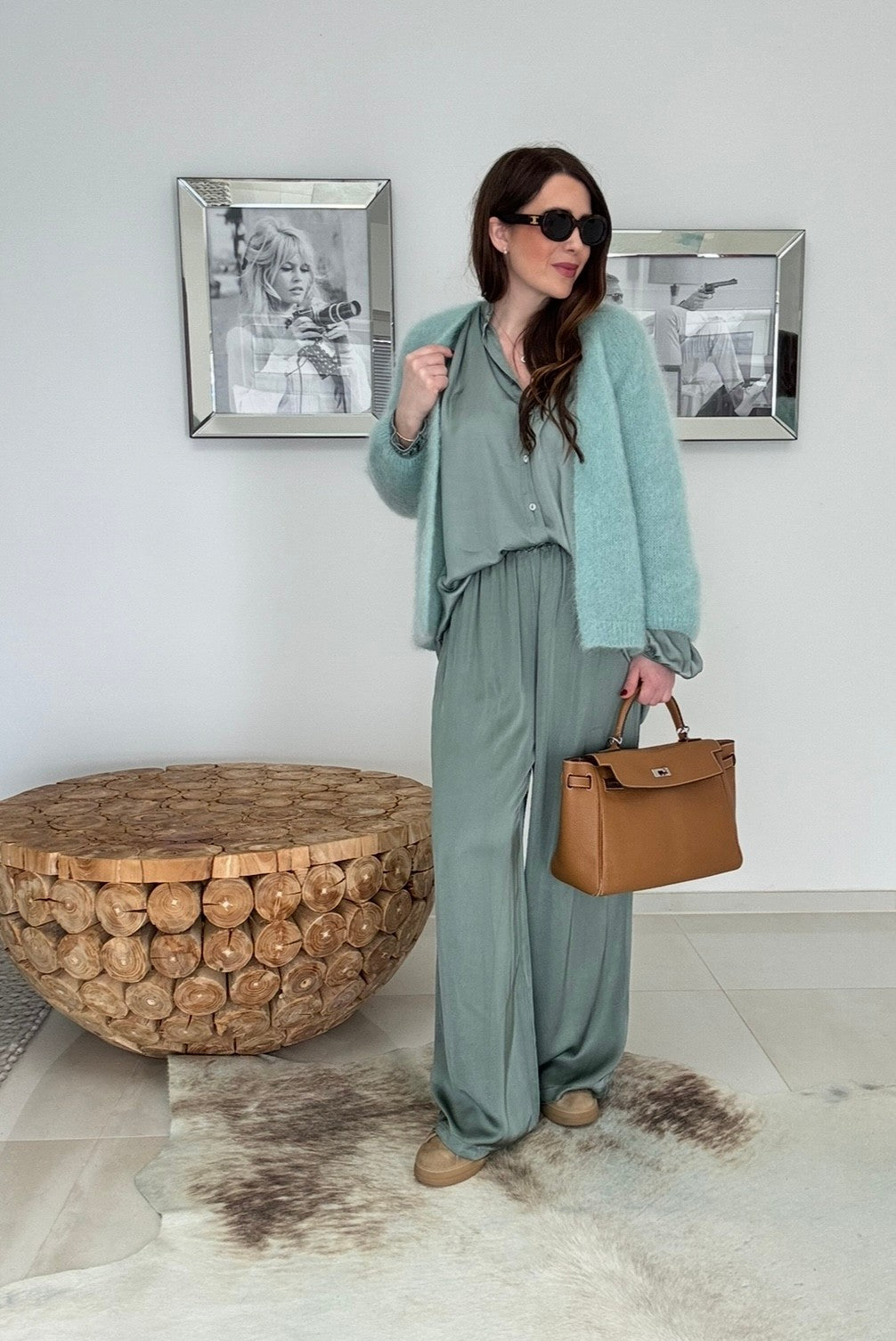 Mohair-Cardigan - Salbei