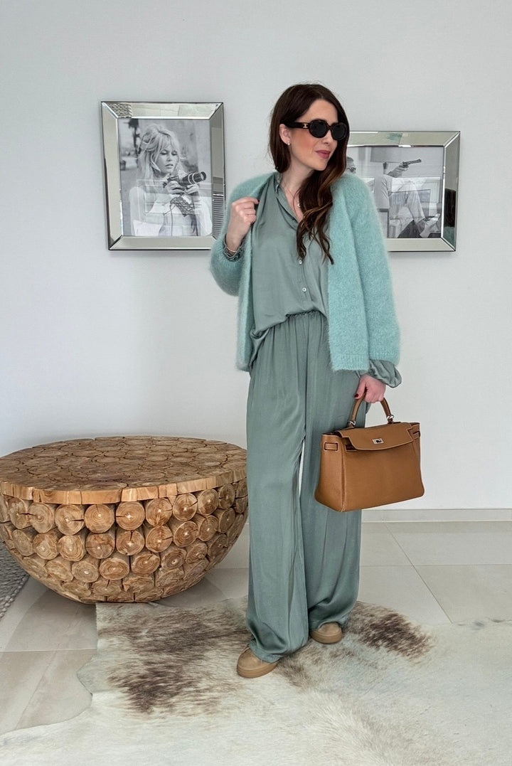 Mohair-Cardigan - Salbei