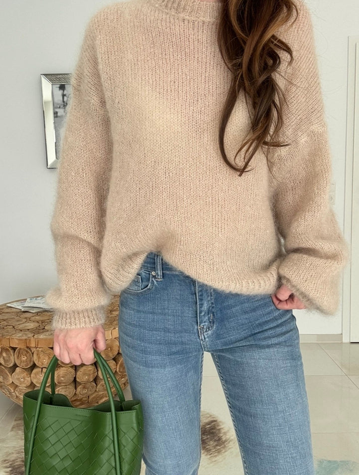 Maxi-Mohair-Pullover - Beige