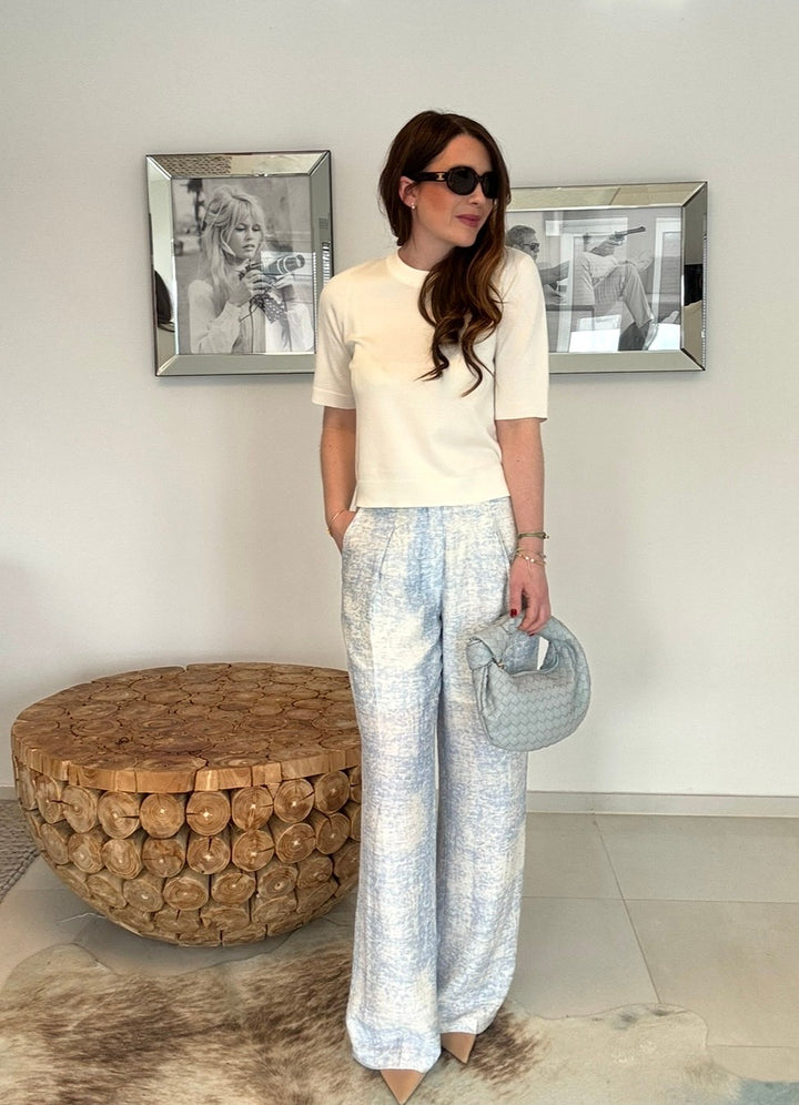 Stoffhose mit Print - Hellblau