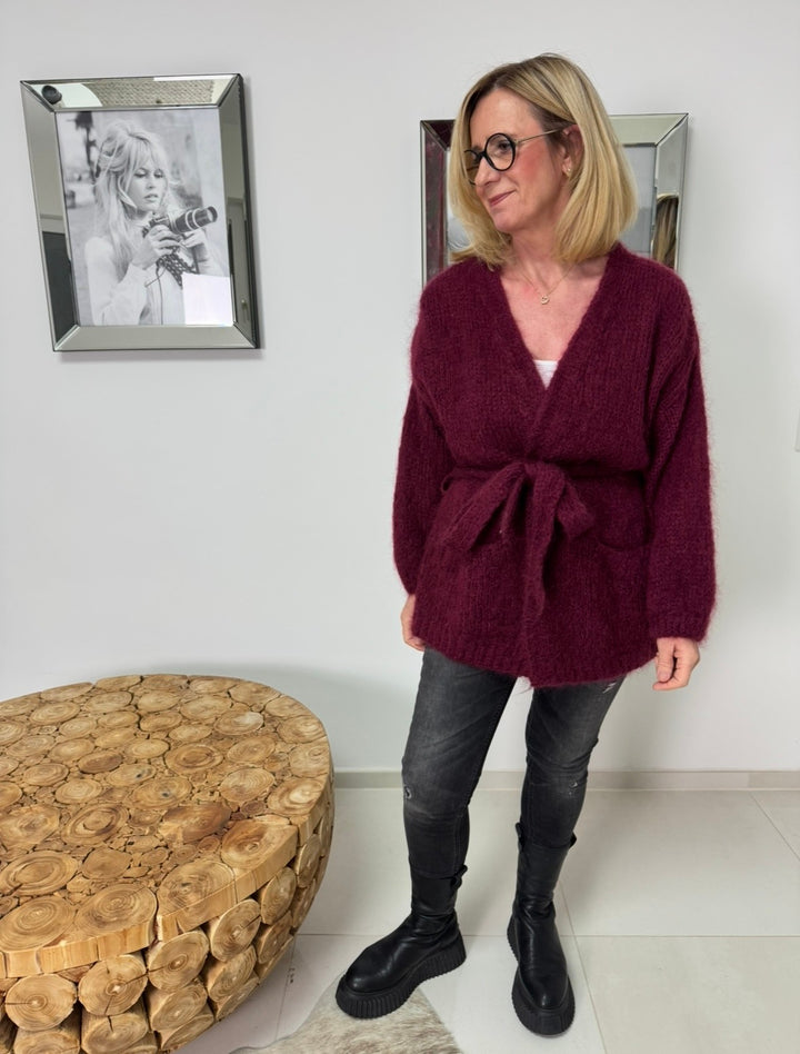 Mohair-Jacke - Burgunder