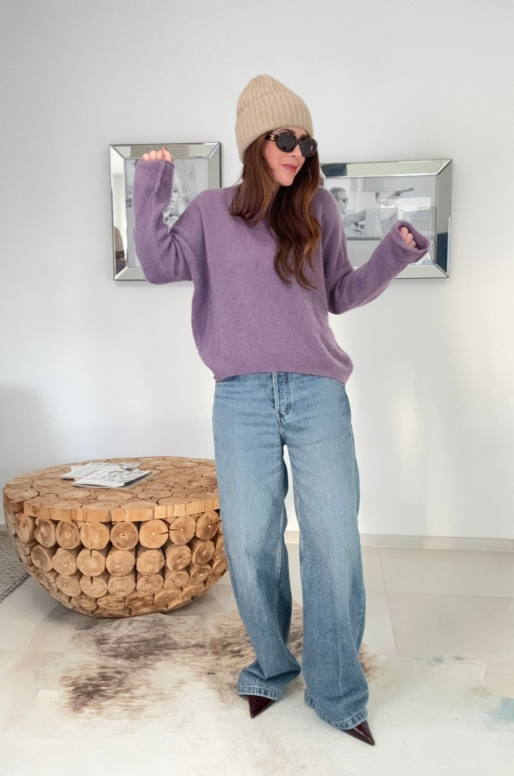 Baby-Alpaka Pullover - Flieder (Dunkel)