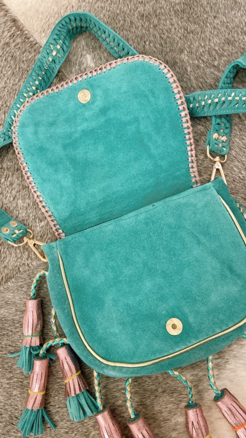Boho-Handtasche - Türkis