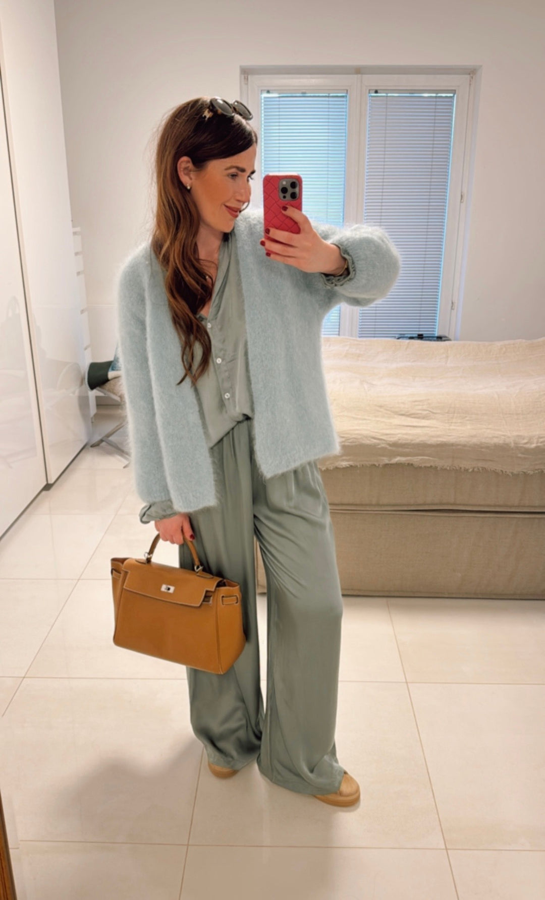 Mohair-Cardigan - Salbei
