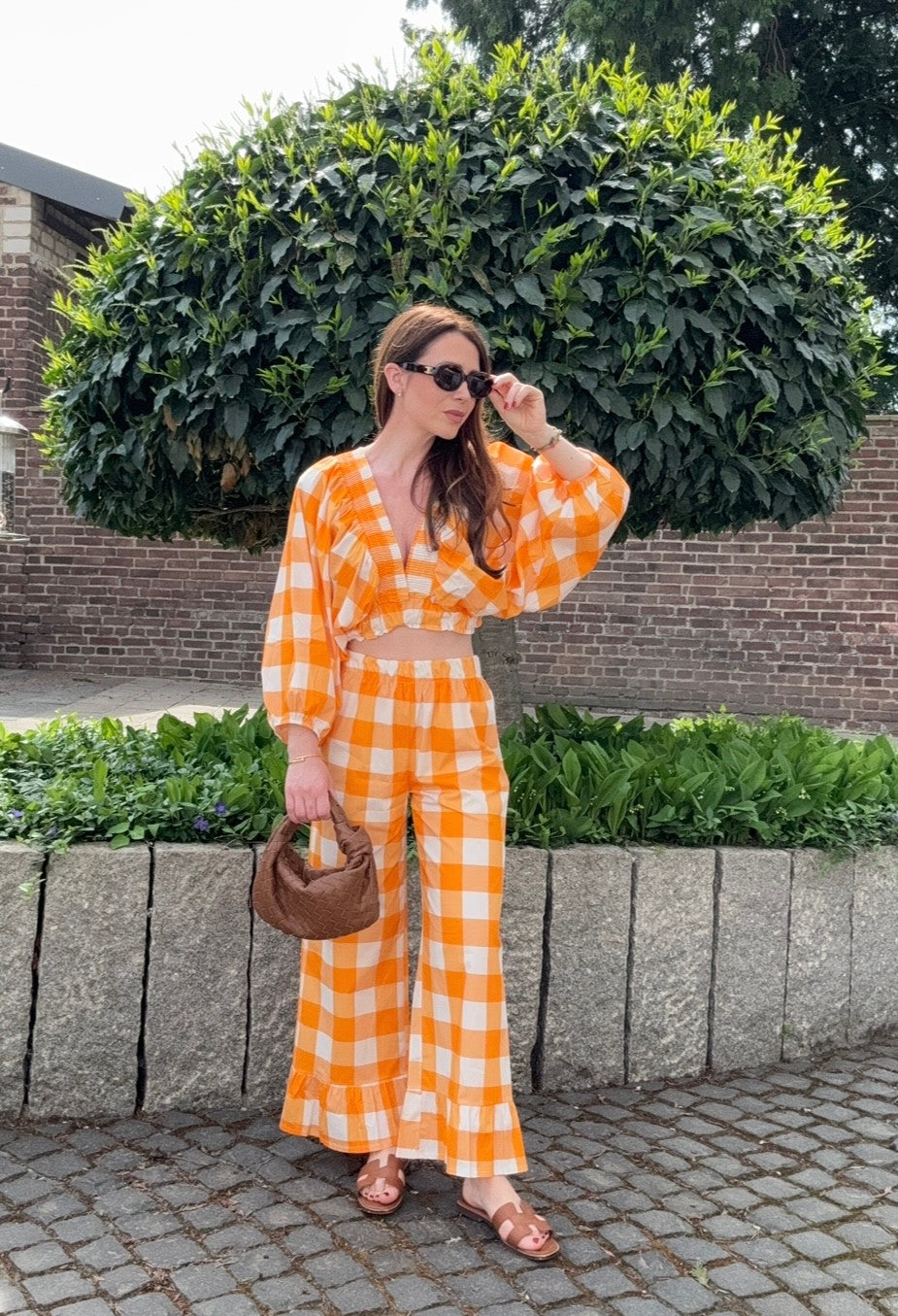 Verkürzte Bluse - Orange