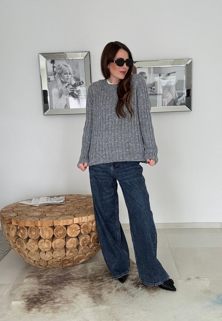Pullover mit Glitzer - Grau