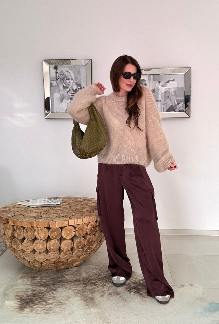 Maxi-Mohair-Pullover - Beige