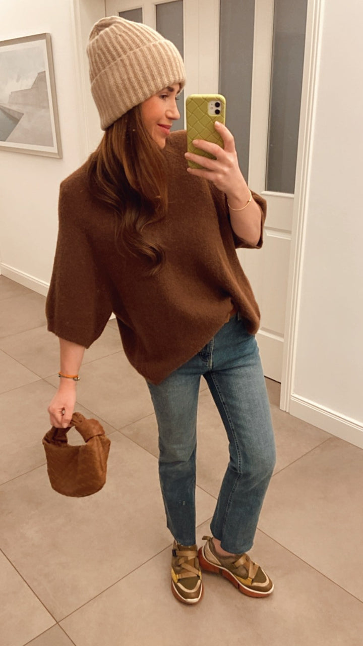 Strickshirt Baby-Alpaka - Braun