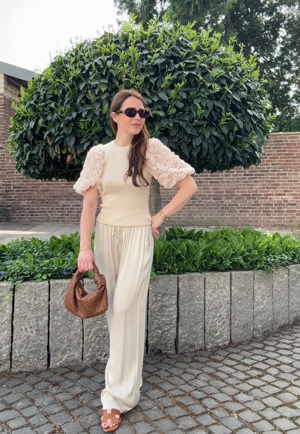 Shirt mit Ballonärmel - Beige