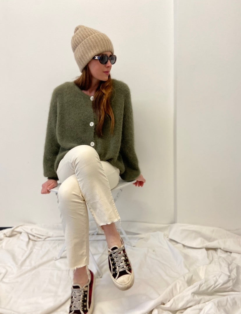 Alpaka-Cardigan - Khaki