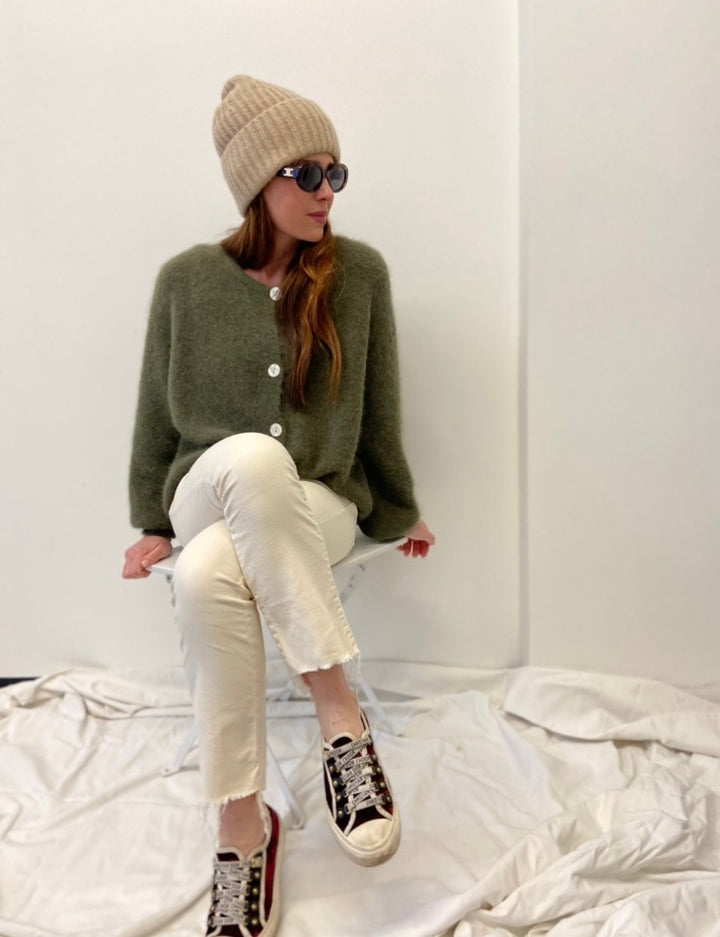 Alpaka-Cardigan - Khaki