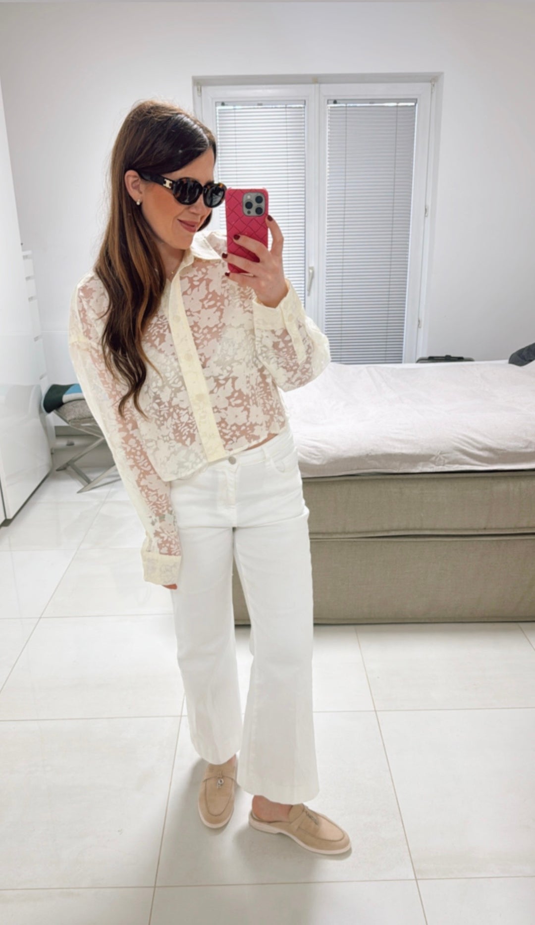 Transparente Bluse - Creme