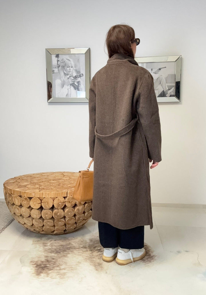 Maxi-Wollmantel - Schoko