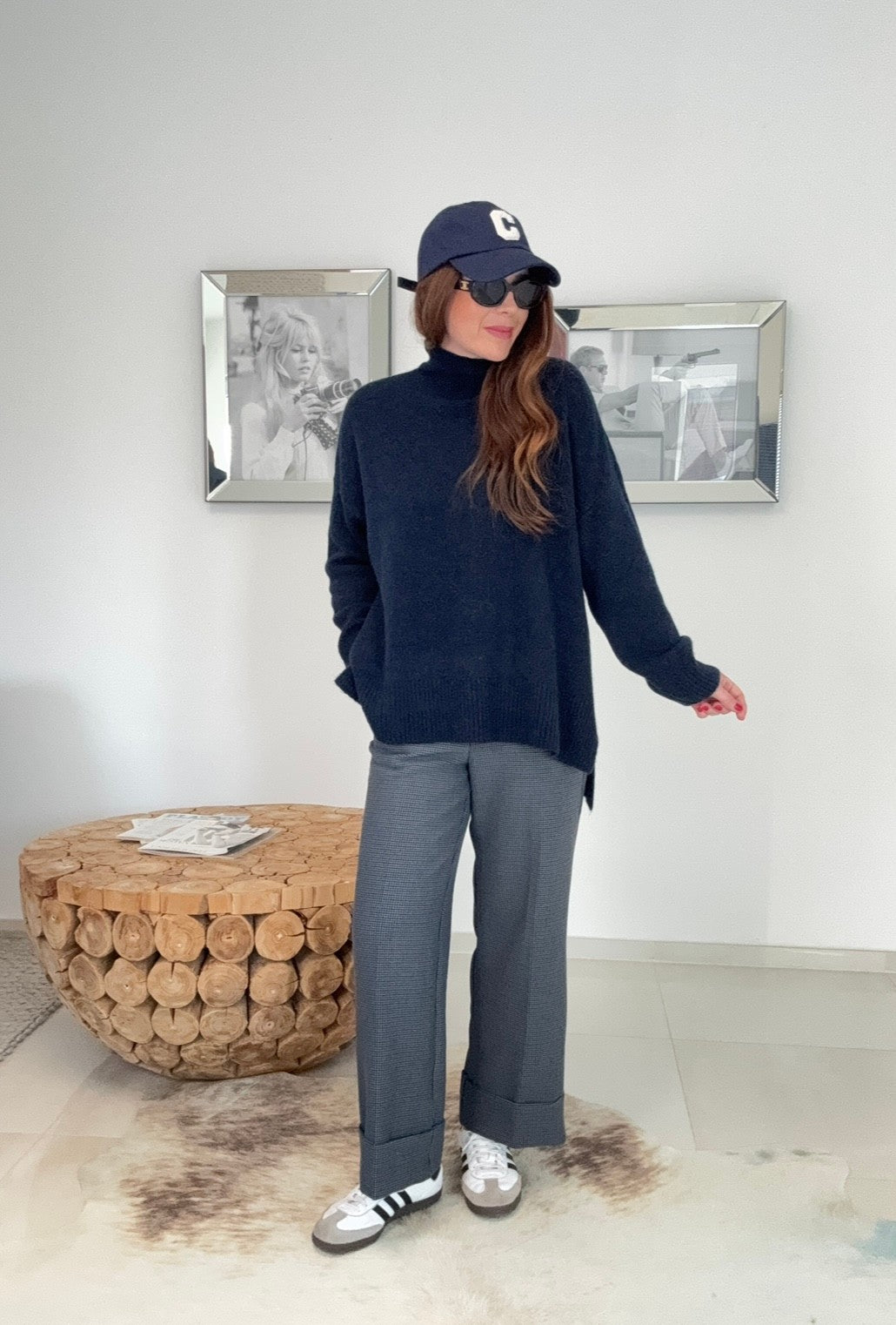 Rollkragenpullover aus Alpaka- Navy