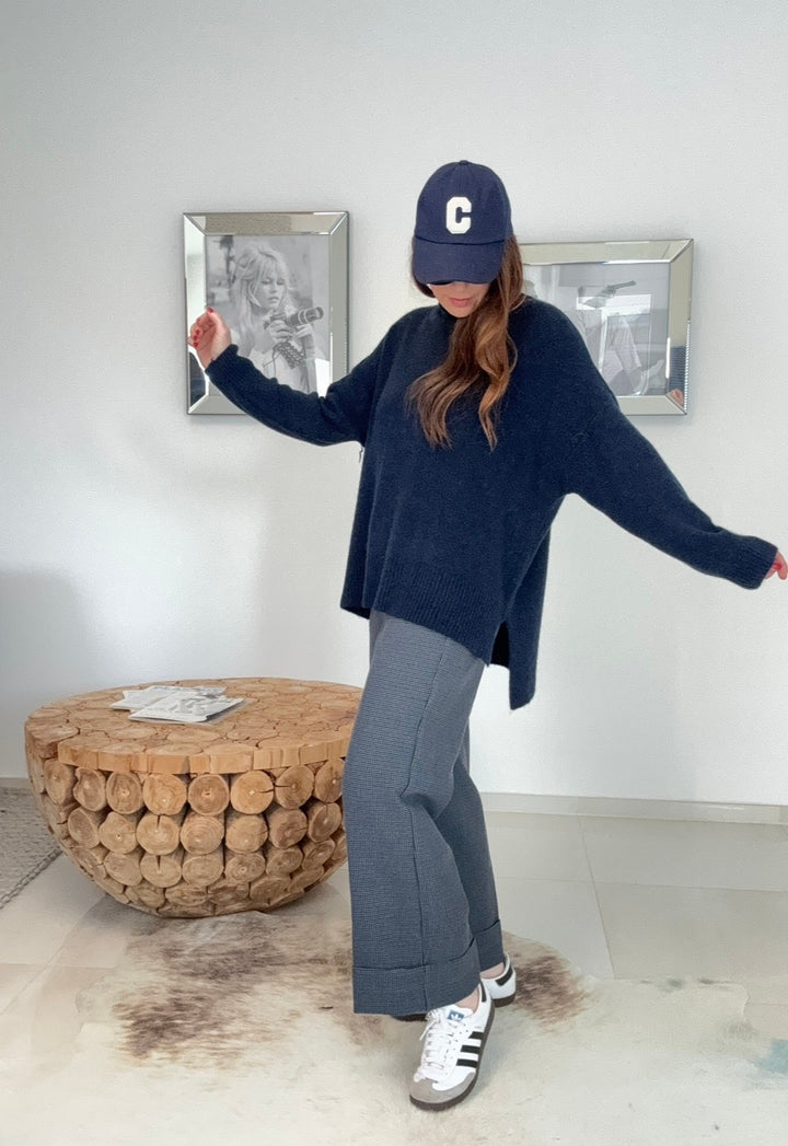 Rollkragenpullover aus Alpaka- Navy