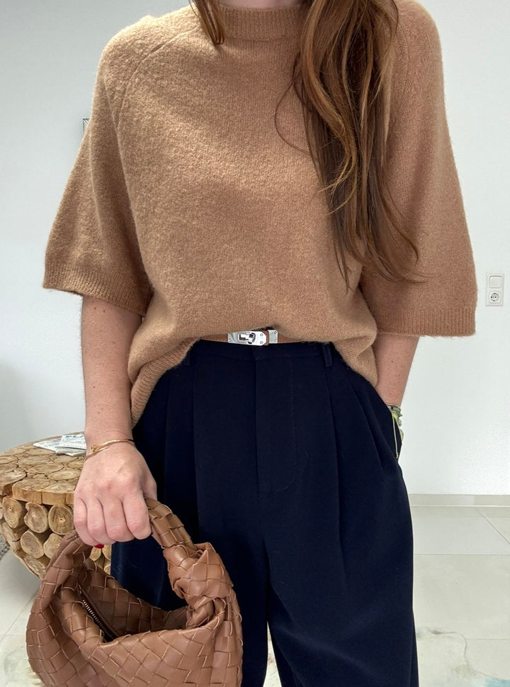 Strickshirt mit Baby-Alpaka- Camel