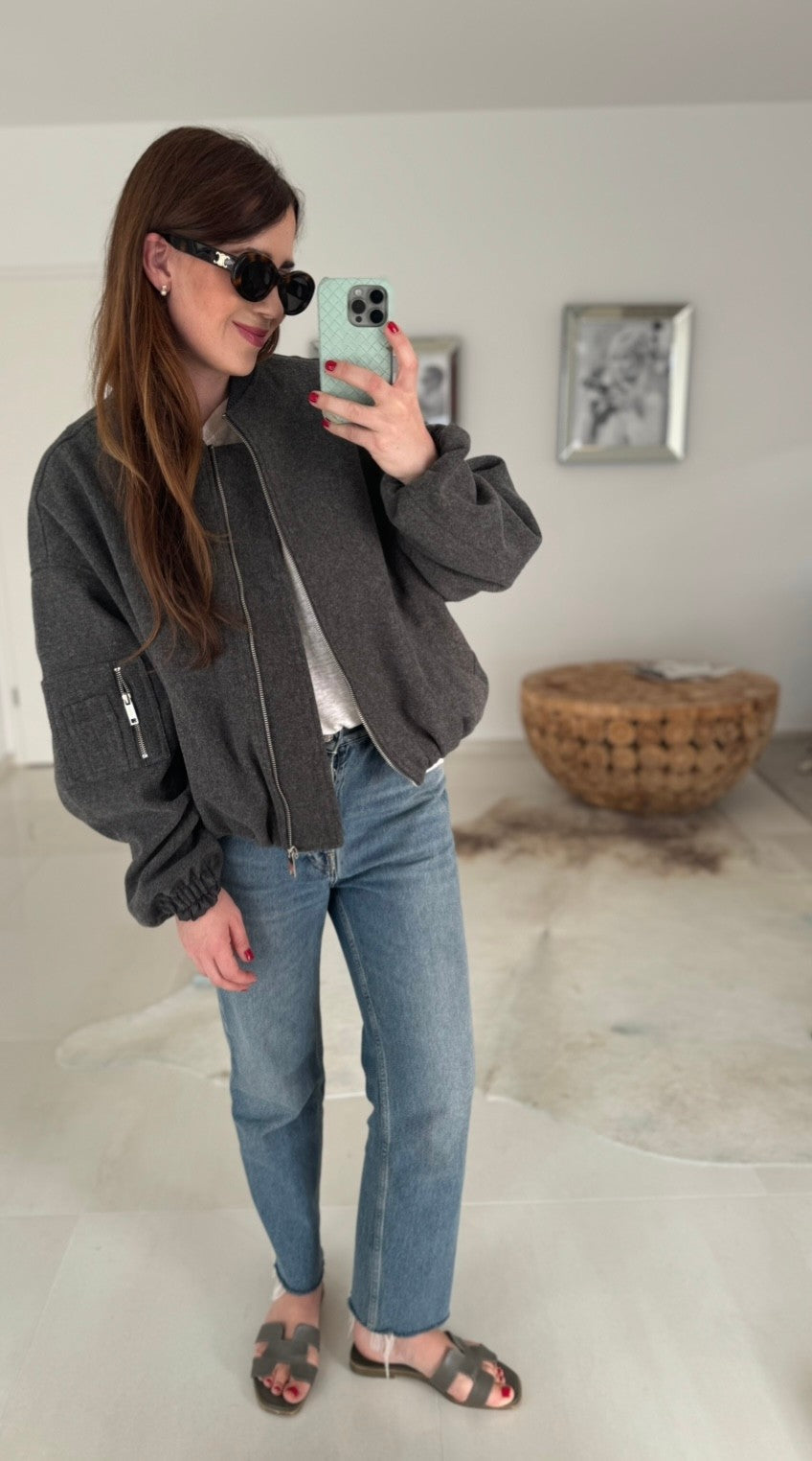 Blousonjacke aus Stoff - Grau