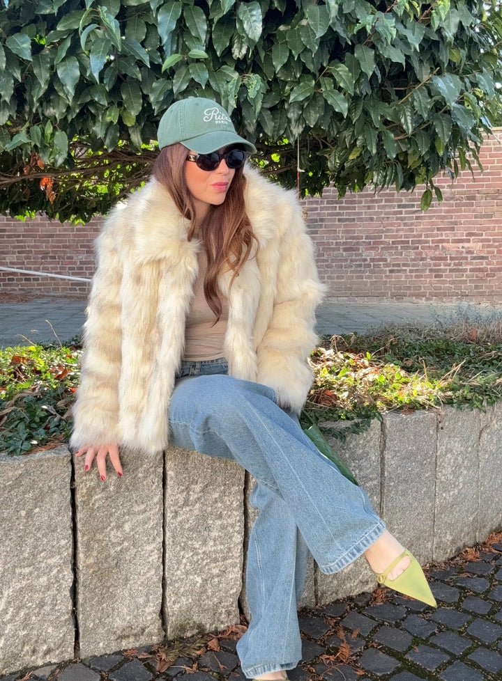 Kunstpelzjacke - Sand
