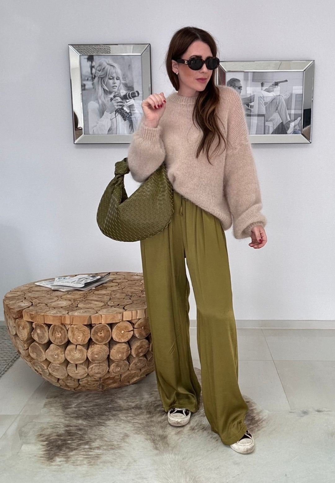 Maxi-Mohair-Pullover - Beige