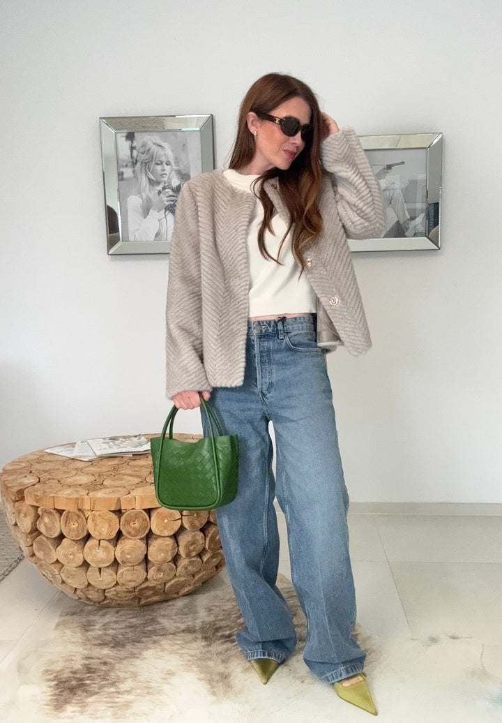 Fake Fur Jacke - Grau