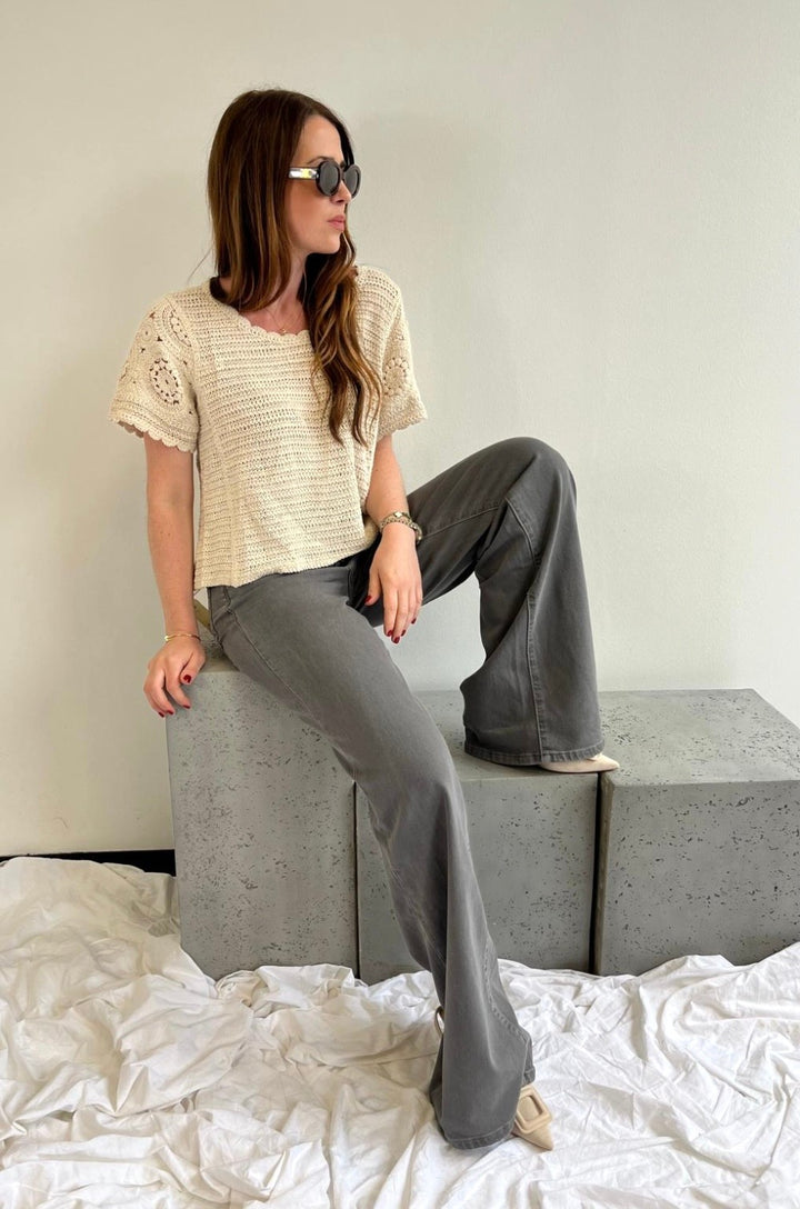 Jeans Wide-Leg - Grau