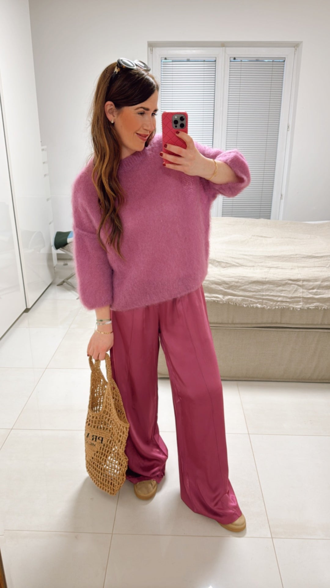 Mohair-Shirt mit 3/4 Arm - Beere
