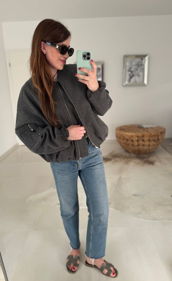 Blousonjacke aus Stoff - Grau