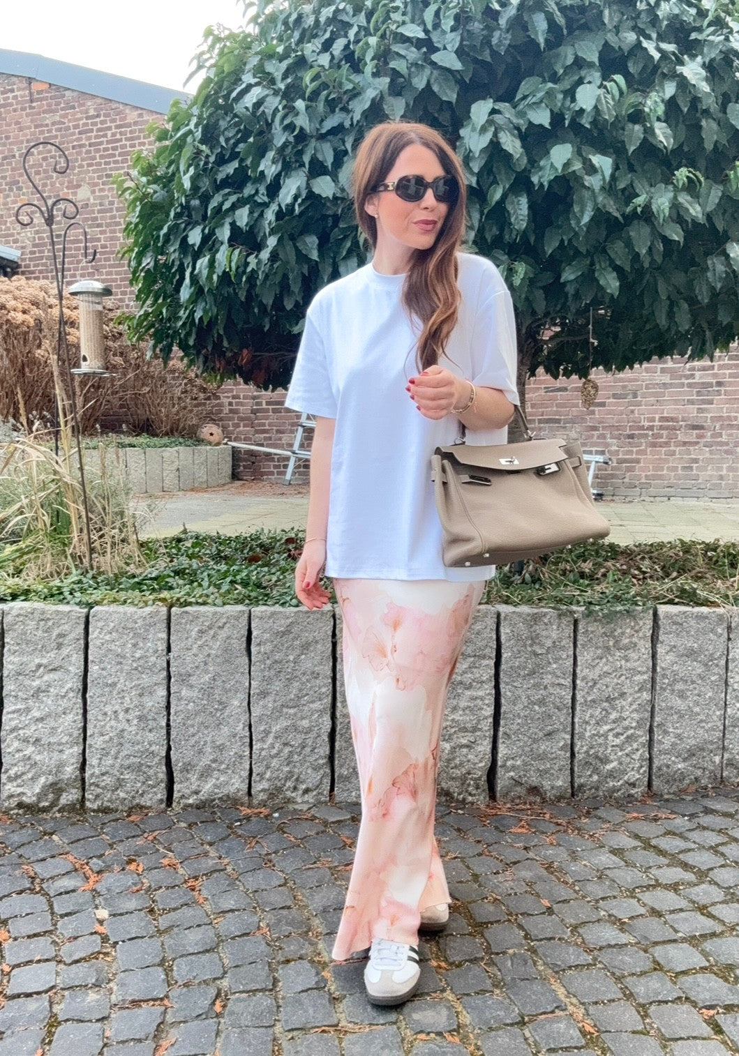 Maxi-Rock mit Print - Rosa