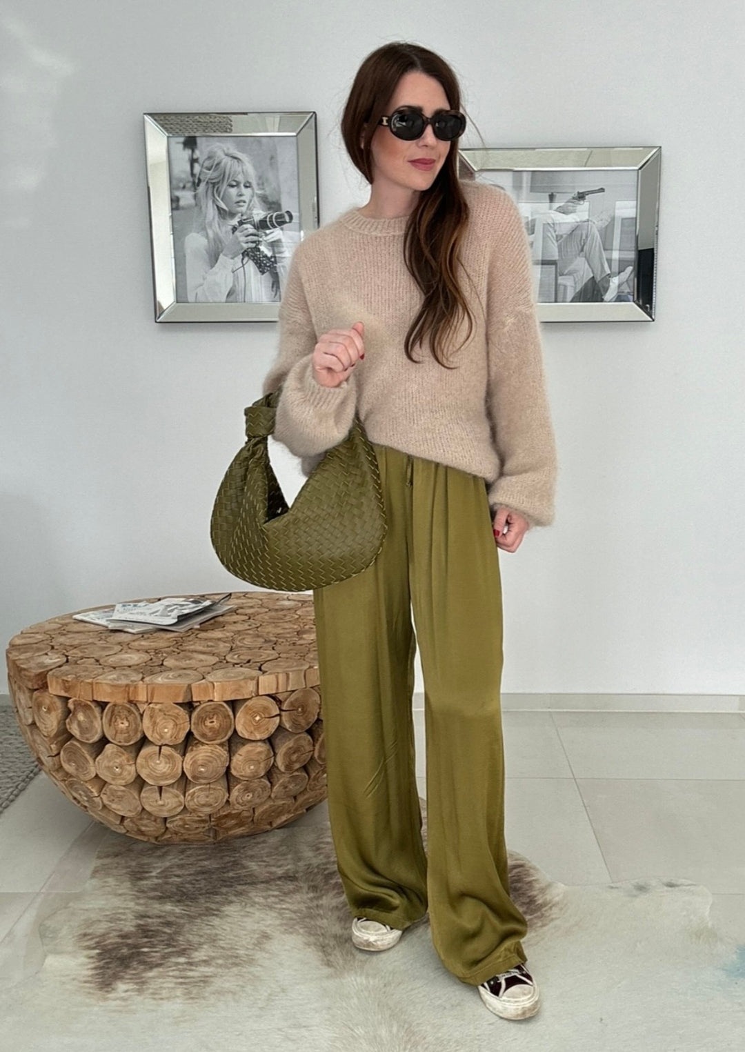 Maxi-Mohair-Pullover - Beige