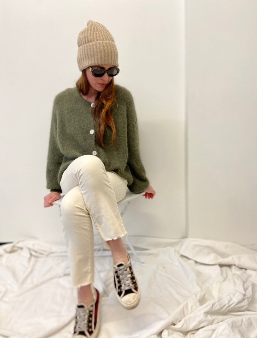 Alpaka-Cardigan - Khaki