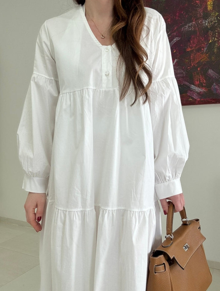 Midi-Blusenkleid - Weiß