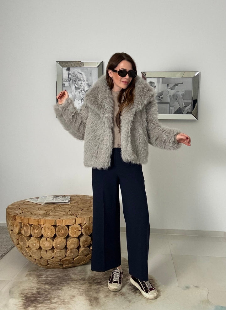 Jacke aus Kunstfell - Taupe