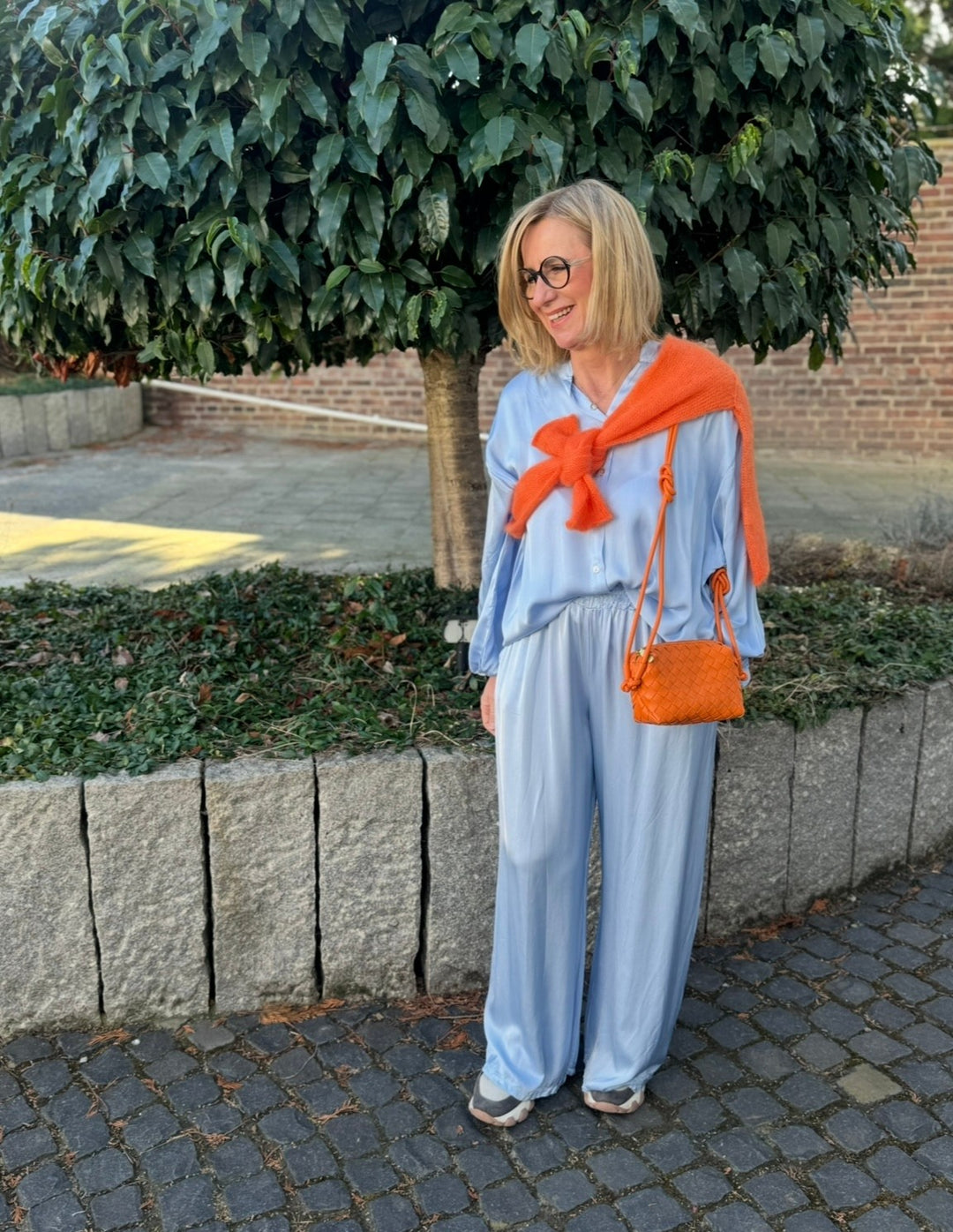 Satinhose - Hellblau