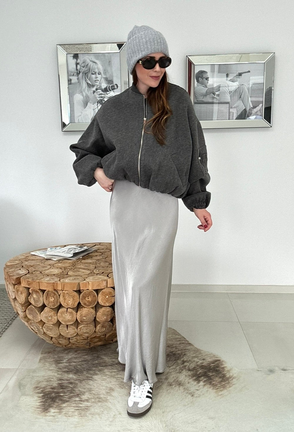 Blousonjacke aus Stoff - Grau